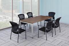 Walnut Rectangular Conference Table with Chairs